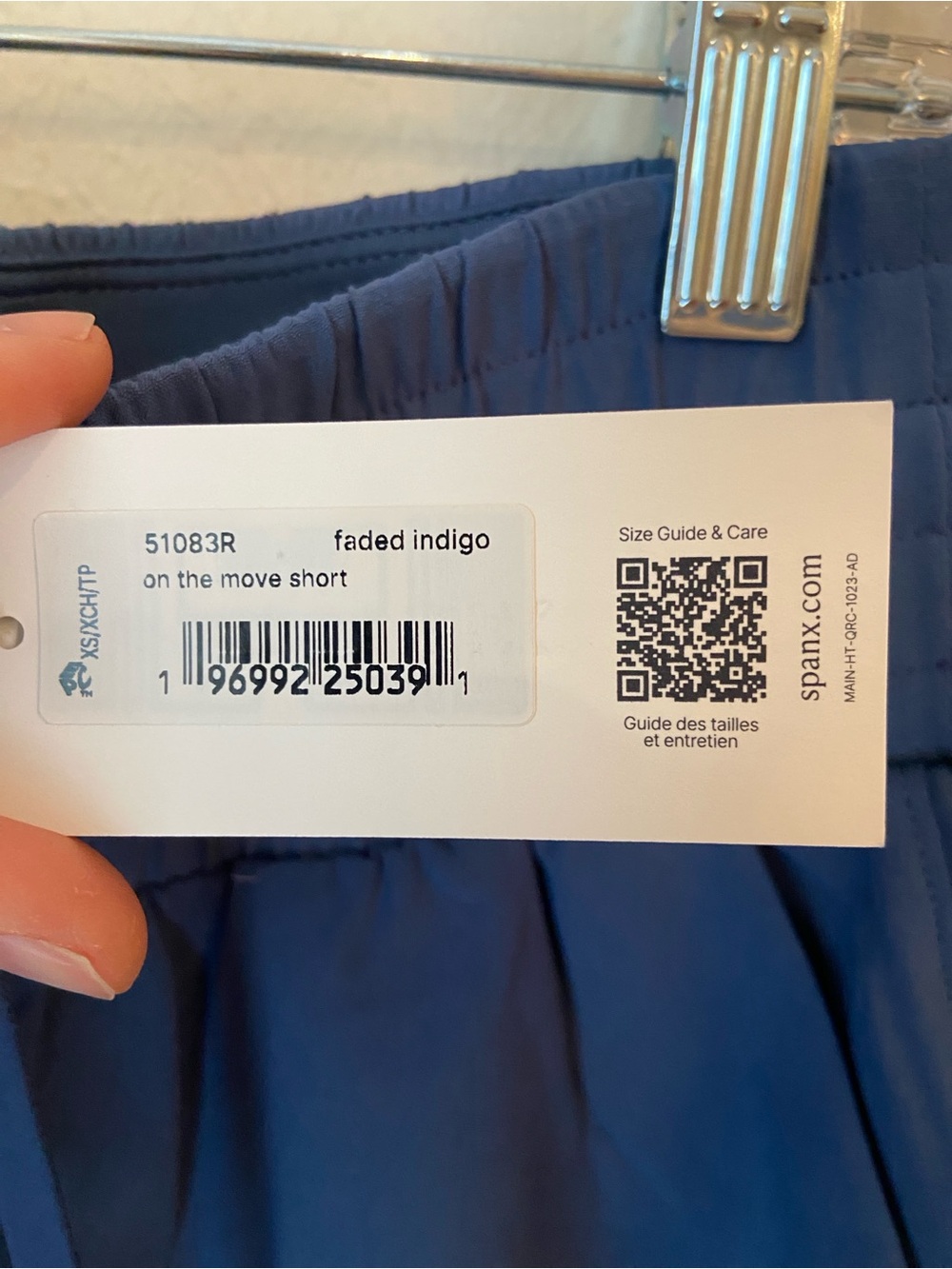 NWT Spanx On The Move Shorts Faded Indigo Blue Pull-On Performance Shorts XS - Picture 6 of 6